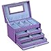 SONGMICS Girls Jewelry Box Lockable Jewelry Case Purple Textured Organizer UJBC133
