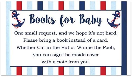 Nautical Boy Baby Shower Bring a Book Insert - 50 Count