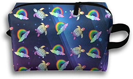 Sea Turtle Rainbown Gradient Oxford Travel Toiletries Bag Sturdy Organizer Cosmetic Handbag For Women Men Portable