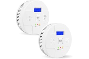 ANTERCITE Smoke & Carbon Monoxide Alarms, Smoke Co Detector Combo with Led Digital Display, Sound Alarm, Battery Powered, 2 Packs