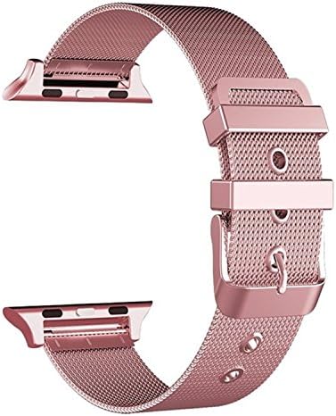 SIXRARI Compatible for Apple Watch Band 42mm 38mm,New Milanese Loop Stainless Steel with Classic Buckle Replacement Bands Compatible for Smart IWatch Series 3,Series 2,Series 1,Nike+ Rose Gold