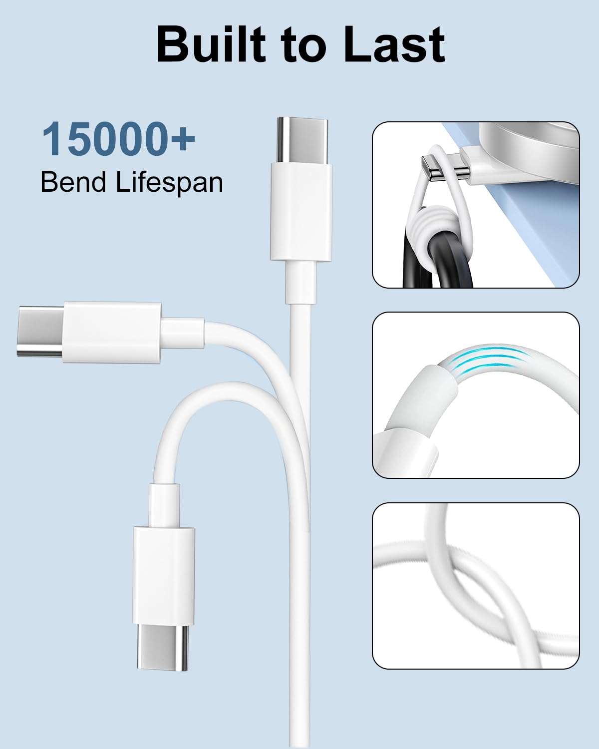 USB C Kabel 1M+2M 2Pack, 60W iPhone 17 16 15 Ladekabel USB C Schnellladekabel Ladekabel Typ C ladekabel Handy Aufladekabel für iPhone 17 Air 16E 16 15 17 Pro Max Plus, iPad Pro Air Mini, Samsung 3