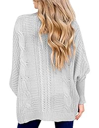 Vetinee Womens Long Dolman Sleeve Open Front Sweater Cardigan Cable Knit Outwear