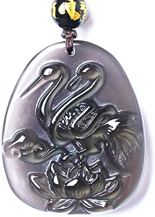 Green Eye Double Head Crane Obsidian Pendant People Lucky Mascot Pendants