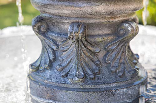 image for Kenroy Home 51010ZC Ibiza Outdoor Tiered Fountain with Lights, Zinc Fi