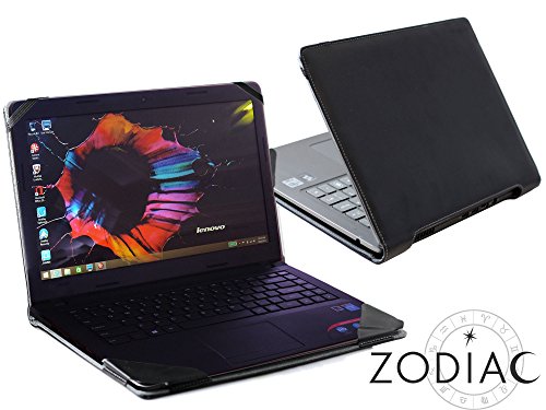 Navitech Black Real Leather Folio Case Cover Sleeve For The Lenovo Ideapad 500 14"