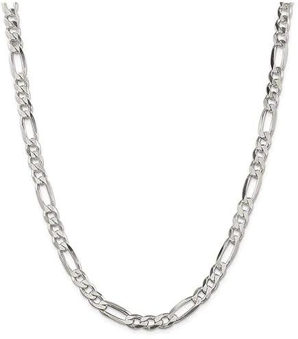 Savlano 925 Sterling Silver 4mm Italian Solid Figaro Link Chain
