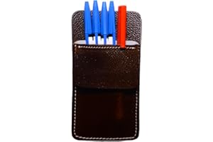 MILITARIA STUFFS Pocket Protector for Men, Full Grain Leather Pen Protect Holder for Heavy Duty Shirts, Lab Coats, Holds Pens, Pointers, Cards, Hold 6 Pens, Pocket Protectors for Pens and Pencils