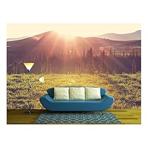 Tundra Landscapes Above Arctic Circle - Removable Wall Mural | Self-Adhesive Large Wallpaper - 66x96 inches