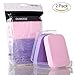 Facial Cleansing Sponge, QUIMOOZ Natural Soft Large Facial Cleansing Exfoliating Makeup Remover Professional Face Wash Sponges Individual Pack (2 Pack+1 Free Storage Box)
