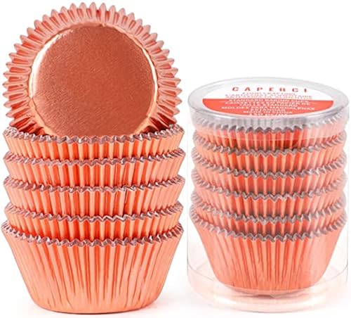 Caperci Rose Gold Foil Cupcake Muffin Liners Standard Size Baking