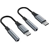 YGKSAA 2pcs USB C to 3.5mm Female Headphone Jack Adapter | Upgrade Metal Case, Compatible With Samsung S20+/S21 Ultra, iPhone15 16 17, And More USB C Audio Devices
