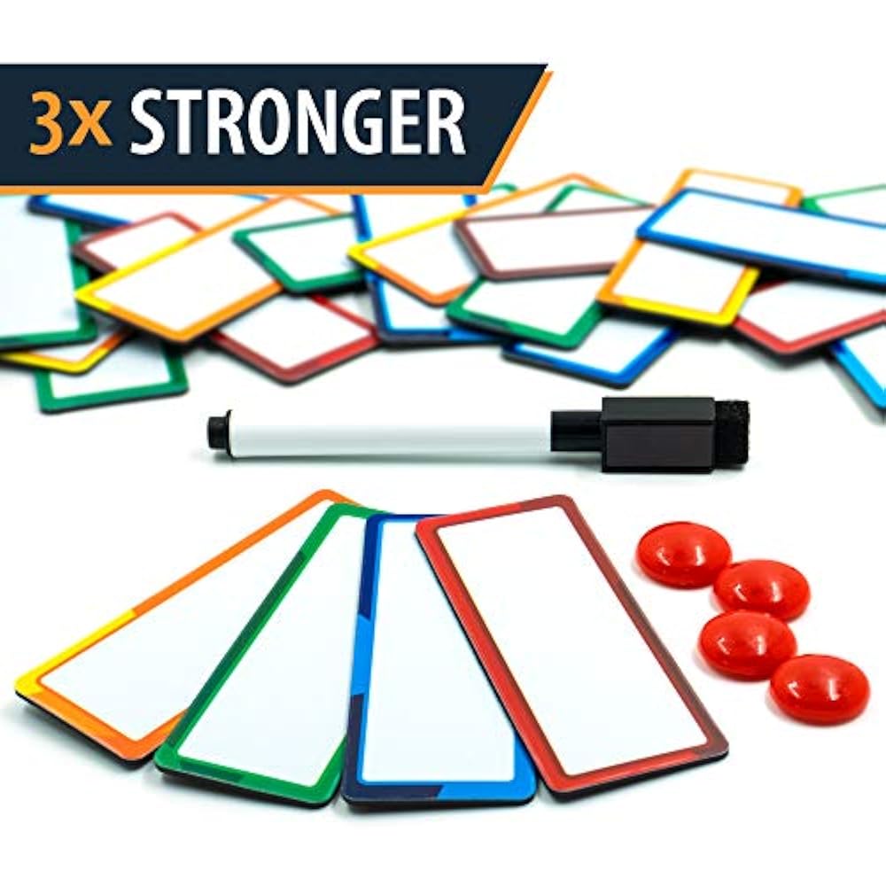 32 Pieces Strong Dry Erase Labels 3.3" X 1.3" Writable Name