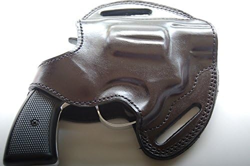 cal38 Leather Handcrafted Belt Holster for Colt Detective 38 Special Black Tan (R.H)