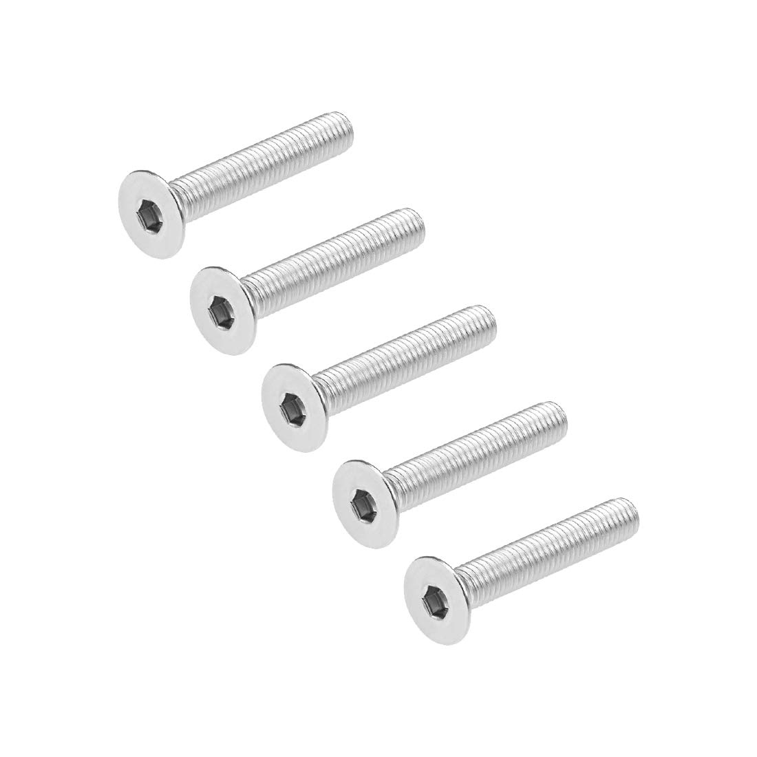 uxcell M8x55mm Flat Head Machine Screws Inner Hex Screw 304 Stainless Steel Fasteners Bolts 5Pcs