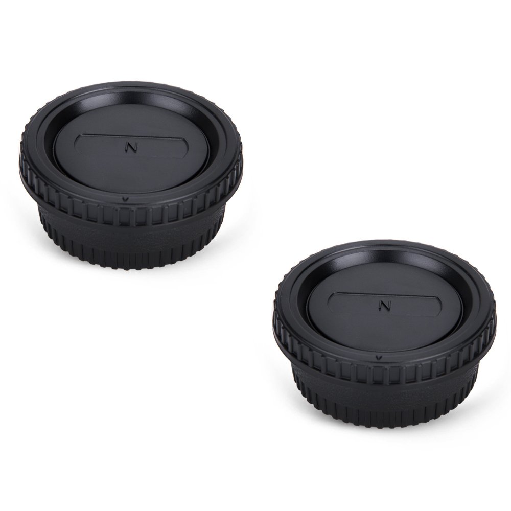 JJC Body Cap + Rear Lens Cap Set for Nikon F Mount DSLR Cameras & Nikon F Mount Lens System (2 Sets)
