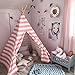 Tiny Land Kids Teepee Tent for Girls Princess, 5' Canvas Childrens Play Tent for Indoor Outdoor with Carry Case , Pink & White Stripe