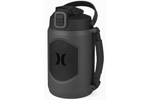 Hurley 1.9L Stainless Steel Water Bottle – Leakproof, 12-Hour Cold, with Handle (Black/Grey)