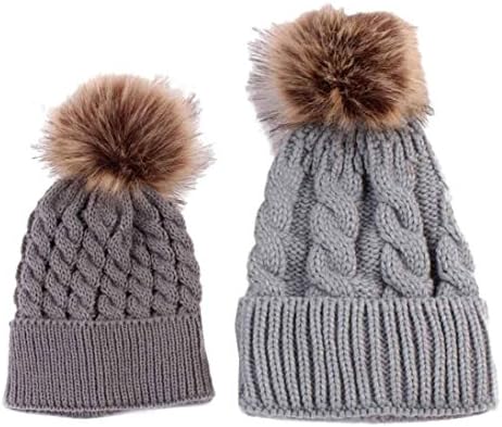 Datework Mom And Baby Knitting Keep Warm Hat (Gray)