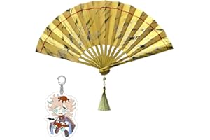 PPONE P1PSZ Douma Cosplay Fan with Douma Keychain Anime Costume Prop Folding Fan Pendant