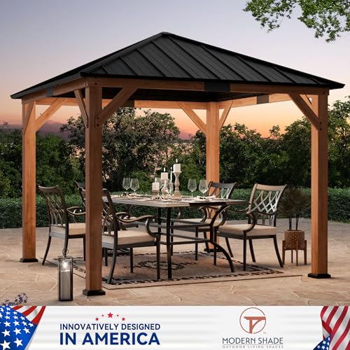 Modern Shade Permanent Wood Gazebo 10x10 with Galvanized Steel Roof image 10