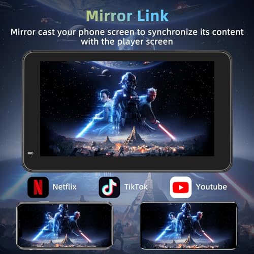 Wireless Car Radio, Wireless A-pple Carplay & Android Car Portable, 7 Inch HD Stereo Car HD Touch Screen, Car Radio with Mirror Link, GPS Navs, Bluetooth, Voice Control, FM, Plug & Play Car Play