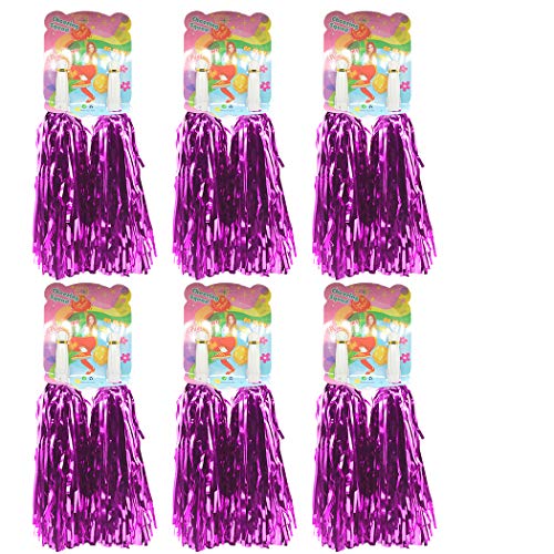 Creatiee 1 Dozen Premium Cheerleading Pom Poms, 12Pcs Hand Flowers Cheerleader Pompoms for Sports Cheers Ball Dance Fancy Dress Night Party (Purple) …
