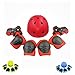 Kiwivalley Kids Boys and Girls Outdoor Sports Protective Gear Safety Pads Set [Helmet Knee Elbow Wrist] for Scooter, Skateboard, Bicycle, Rollerblades (4-14 Years Old) (red)