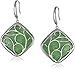 Amazon Collection Rhodium-Plated Sterling Silver Green Jade Drop Earrings