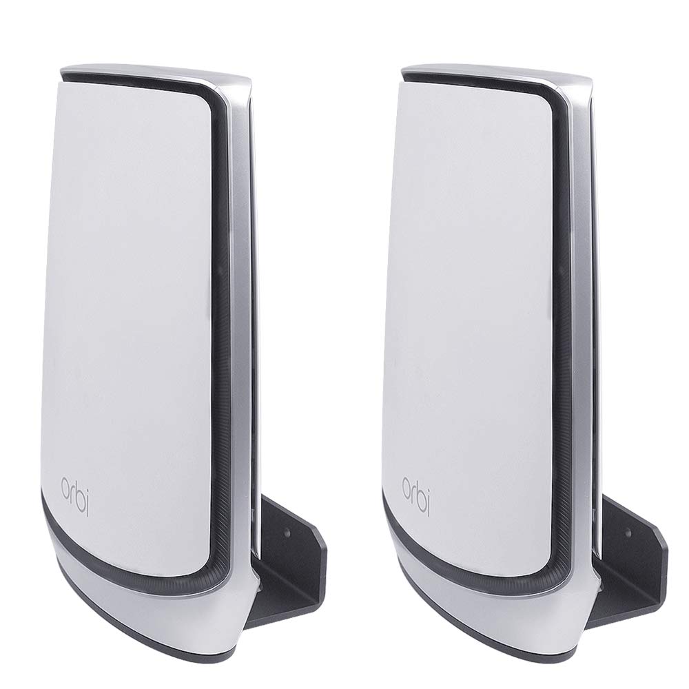 HOLACA Wall Mount Holder for Orbi Whole Home Tri-Band Mesh WiFi 6 System & Orbi Ultra, Wall Bracket Hanger Stand with Holder Compatible with Orbi Whole Home Tri-Band Mesh WiFi 6 System (2Pack Black)