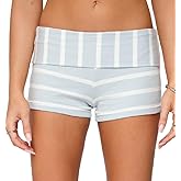 Luckinbaby Foldover Shorts for Women Y2k Cute Micro Short Fold Over Pajama Bottoms Slim Fit Going Out Mini Shorts
