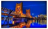 USA Rivers Bridges California Night Sacramento Cities travel characteristic tourist souvenir Furniture & Decorations magnet fridge magnets