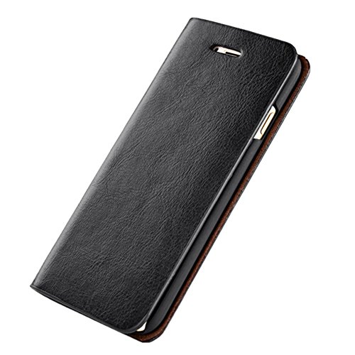 Wouier PU Leather Wallet Flip Luxurious Case For Apple iPhone 6plus/6splus Cover (iPhone 6/6s Plus, Black)