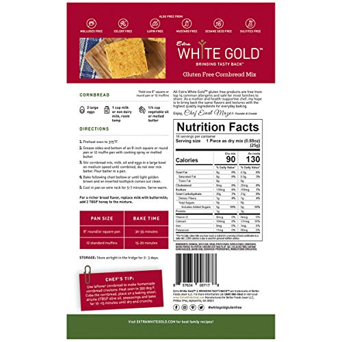 Extra White Gold Gluten Free Cornbread Mix For Bread Muffins