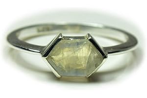 55Carat Natural Rainbow Moonstone Rings Sterling Silver June Birthstone Handmade Jewelry Gift Size 4-13