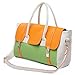 MG Collection SAFIYA Orange Green Textured Dual Turn Lock Office Bag Tote Purse