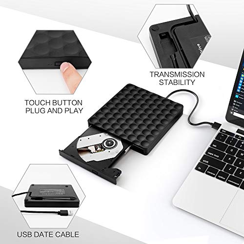GEEKLIN External CD Drive,High Speed Data Transfer for External cd DVD Drive for Laptop,USB 3.0 Portable CD DVD +/-RW Optical Drive Burner Writer - Thumbnail 5