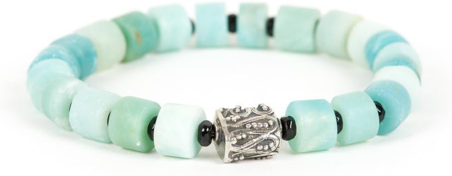 Matte Amazonite Bracelet, Raw Blue Gemstone, Tyre Gemstone Bracelet - Handmade Gemstone Jewelry