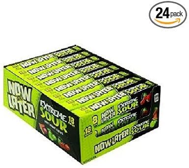 Now and Later soft chew Extreme Sour Apple Cherry Watermelon 18 pcs in each 24ct