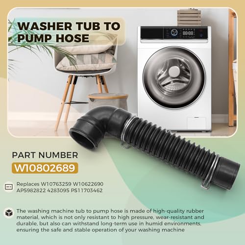 Washer Hose W10802689 for Whirlpool Maytag Kenmore Washing Machine, Tub to Pump photo 8