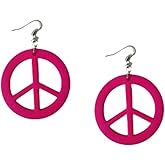 Acrylic Hippie Peace Drop Earring 70s 80s Neon Earrings Halloween Peace Pendant Fluorescence Retro Acrylic Dangle Earring for Women 80's Party