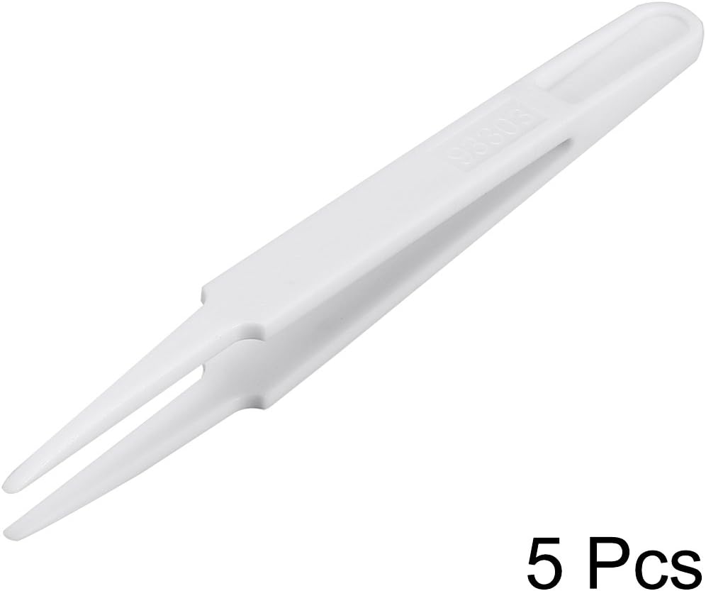 Sourcingmap 93303 Soft Plastic Anti-Static Tweezers, Precision Point Tip for Craft DIY Beauty Electronics Repair Tool Beige 5 Pcs - Image 3