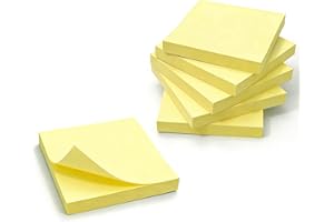 6 Pads Square Sticky Notes, 3x3 Inch Self-Stick Note Pads, 100 Sheets/Pad, for Office, Home, School (Yellow)