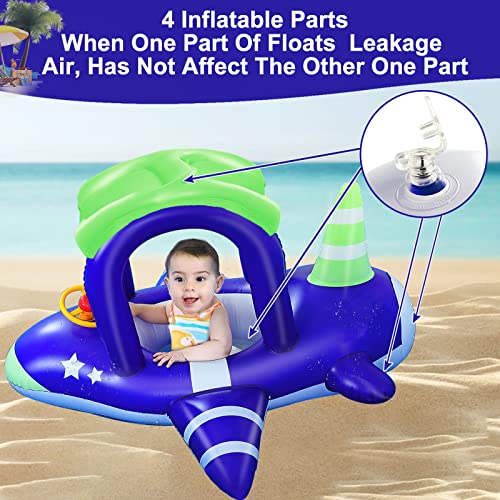 Inflatable Baby Pool Float with UPF 50+ Sun Canopy & Safety Seat