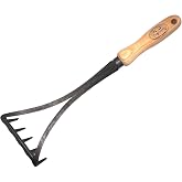 DeWit Bio Rake Cultivator &ndash; Garden Hand Tool with Hardened Boron Steel Tines &amp; Ash Hardwood Handle