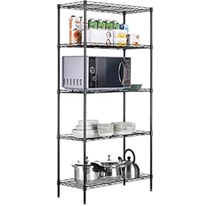LANGRIA 5 Tier Storage Shelf Wire Shelving Unit Free Standing Rack Organization with Adjustable Leveling Feet, Silver…