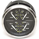 Faria Boat Multifunction Gauge GFC631B | 3 3/8 Inch Kronos Black SS