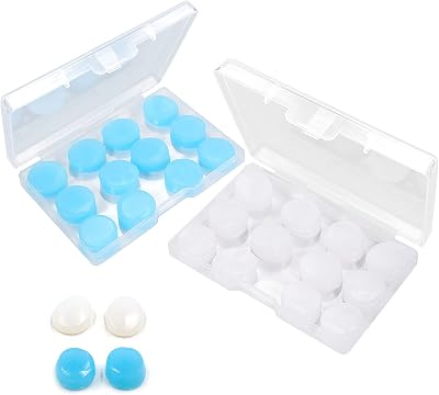 SenZee 12 Pairs Silicone Ear Plugs Sleep Noise Canceling 27dB Blue White