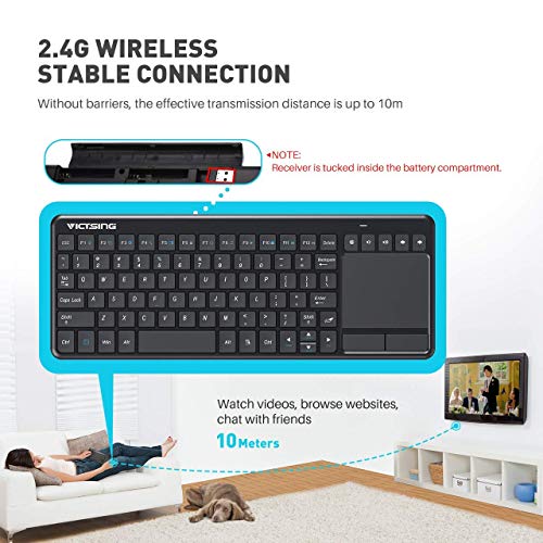VicTsing Wireless Touchpad Keyboard, 2.4Ghz USB Mini Wireless TV