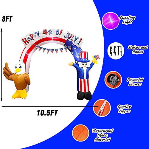SEASONBLOW 8Ft Long 4th of July Inflatables Archway Outdoor Decorations